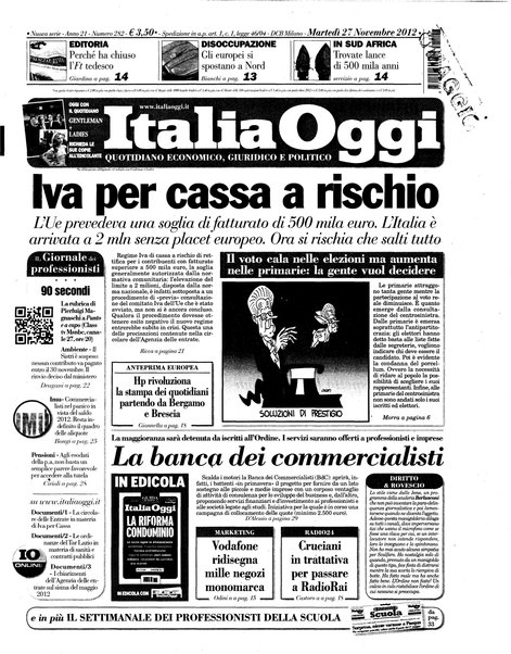 Italia oggi : quotidiano di economia finanza e politica